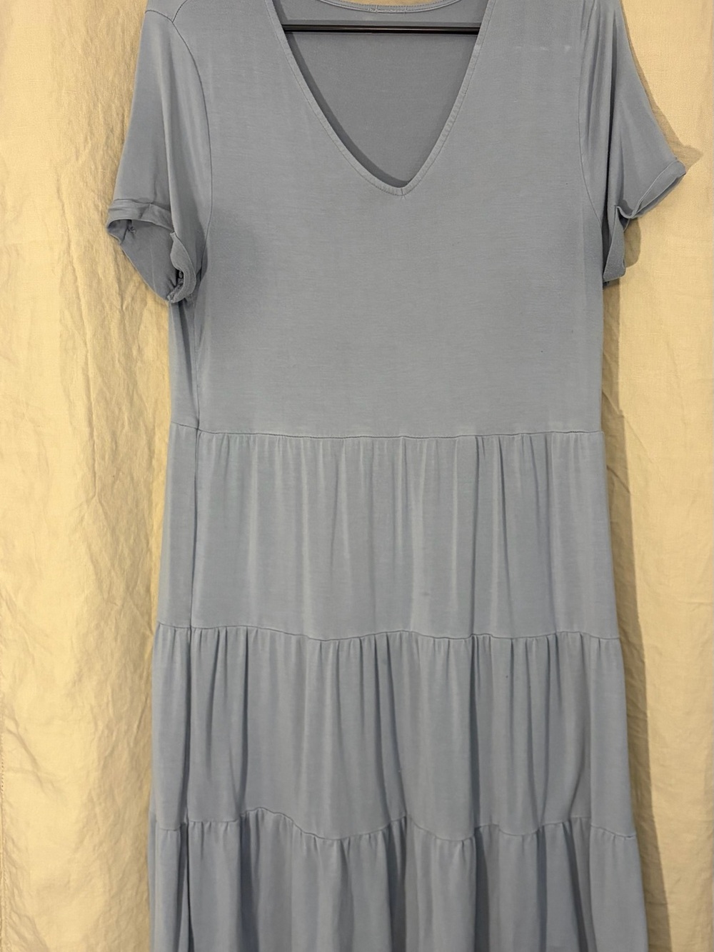 Light Blue V-Neck Tiered Women’s Dress